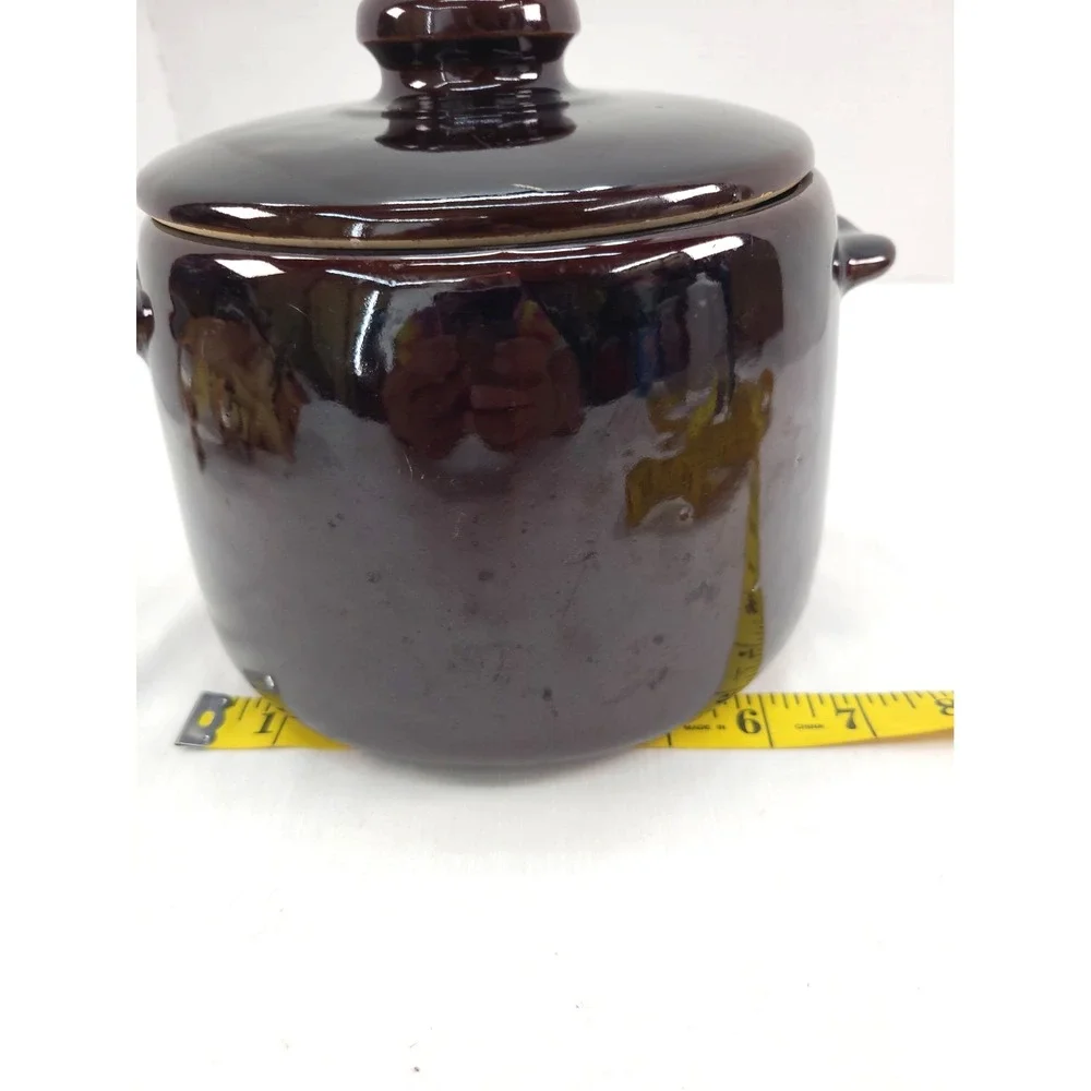 West Bend Vintage Bean Pot Crock Brown Glazed Stoneware USA Pottery 1950's